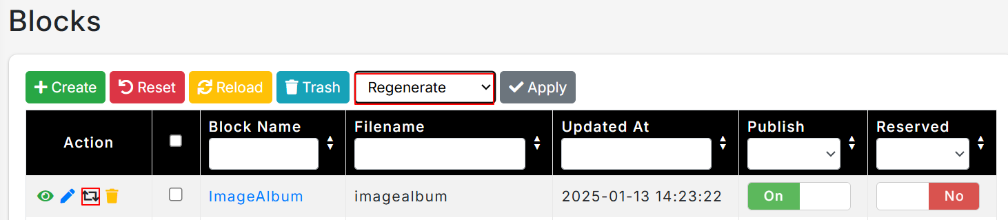 Regenerate block