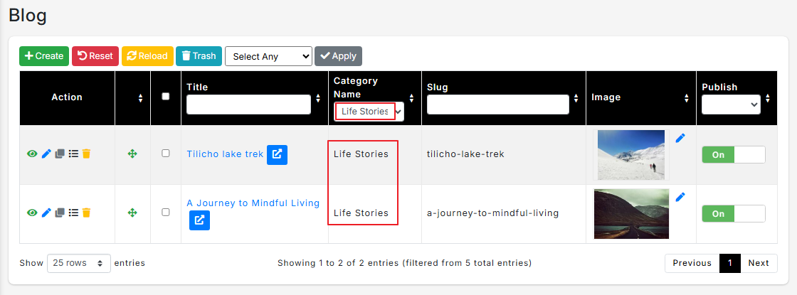 Filtered Blog Category