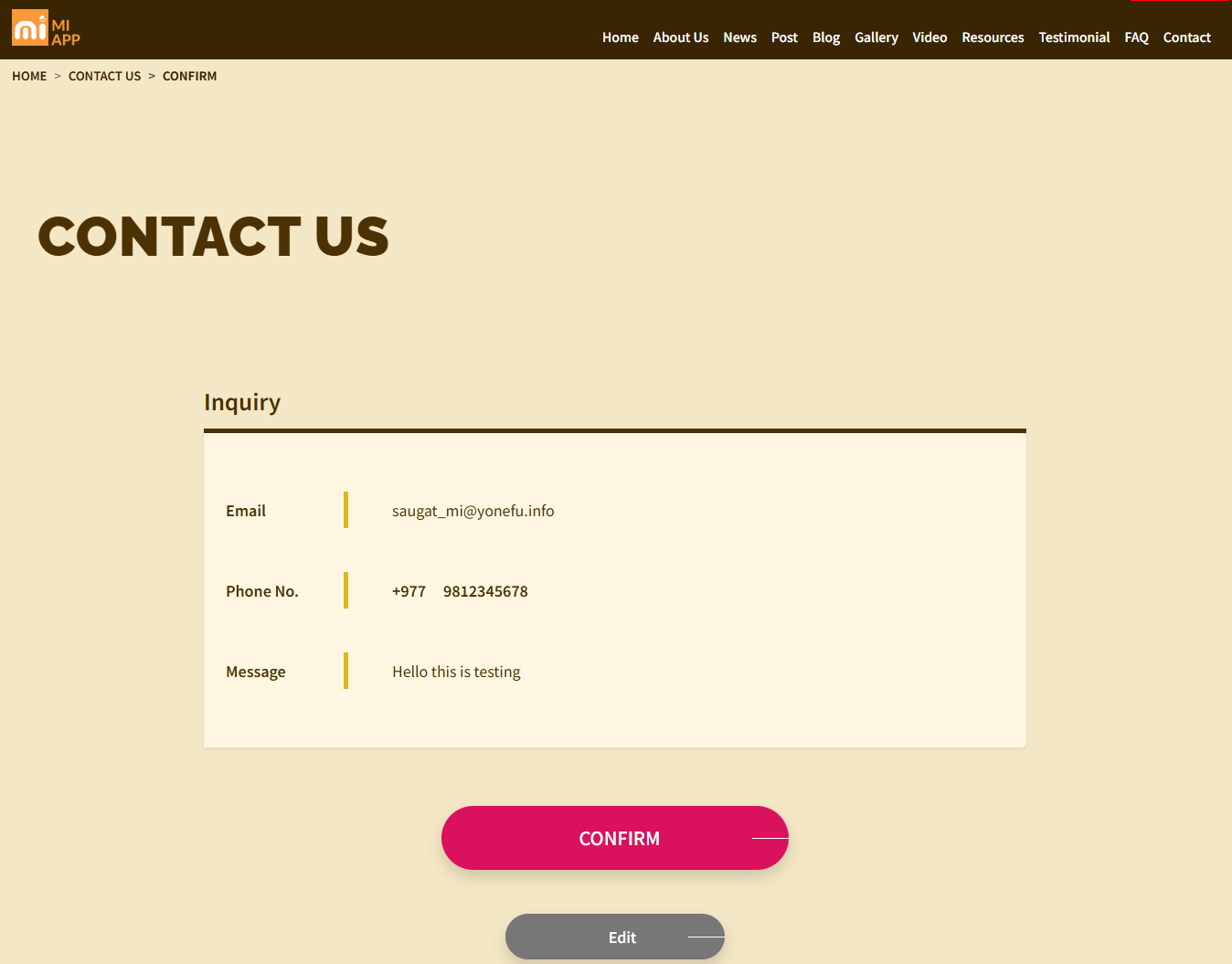 Contact Confirm
