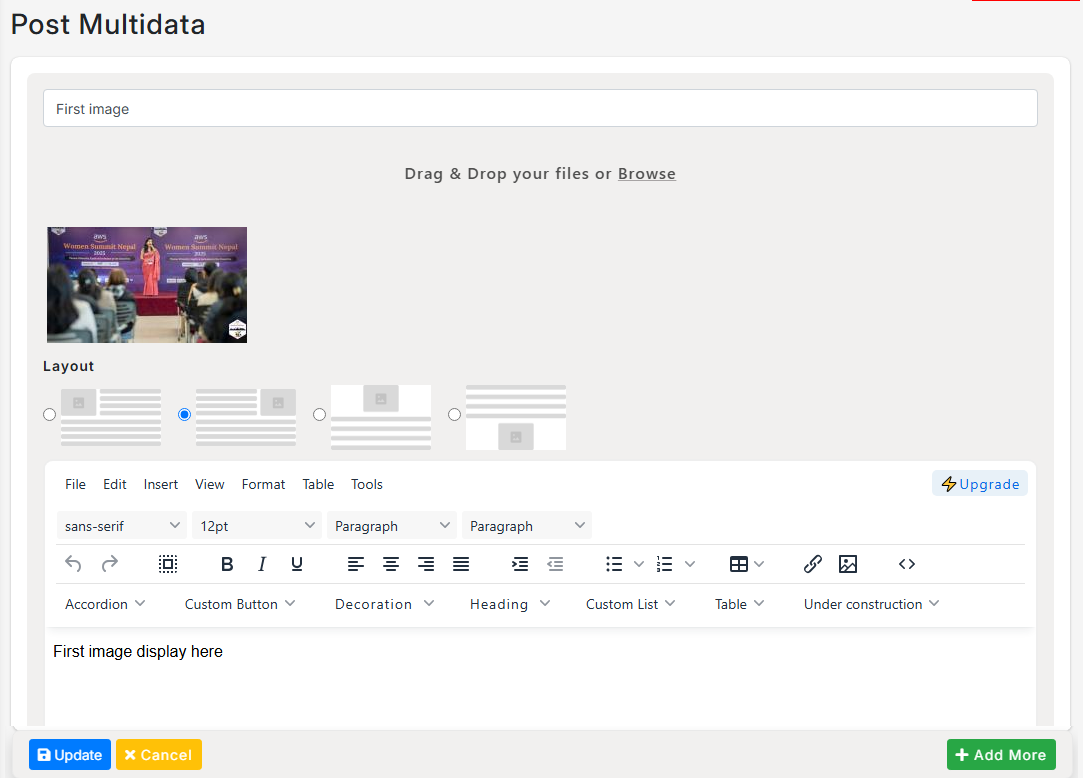 Create/Update Multidata