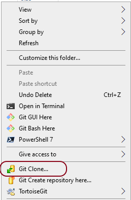 Git Clone in context menu