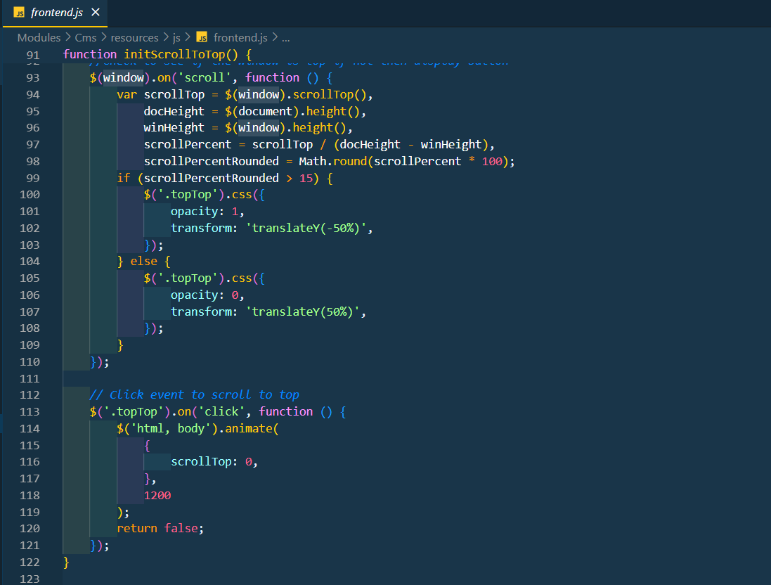 Add js function in frontend